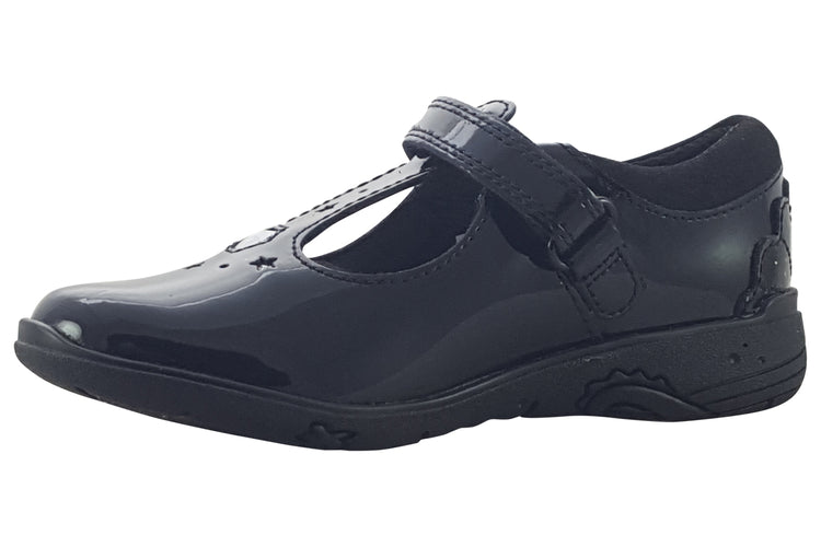 Clarks Relda Gem K. Black Patent Girls School Shoes