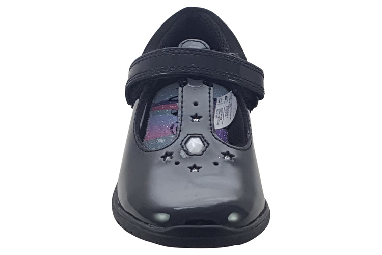 Clarks Relda Gem K. Black Patent Girls School Shoes