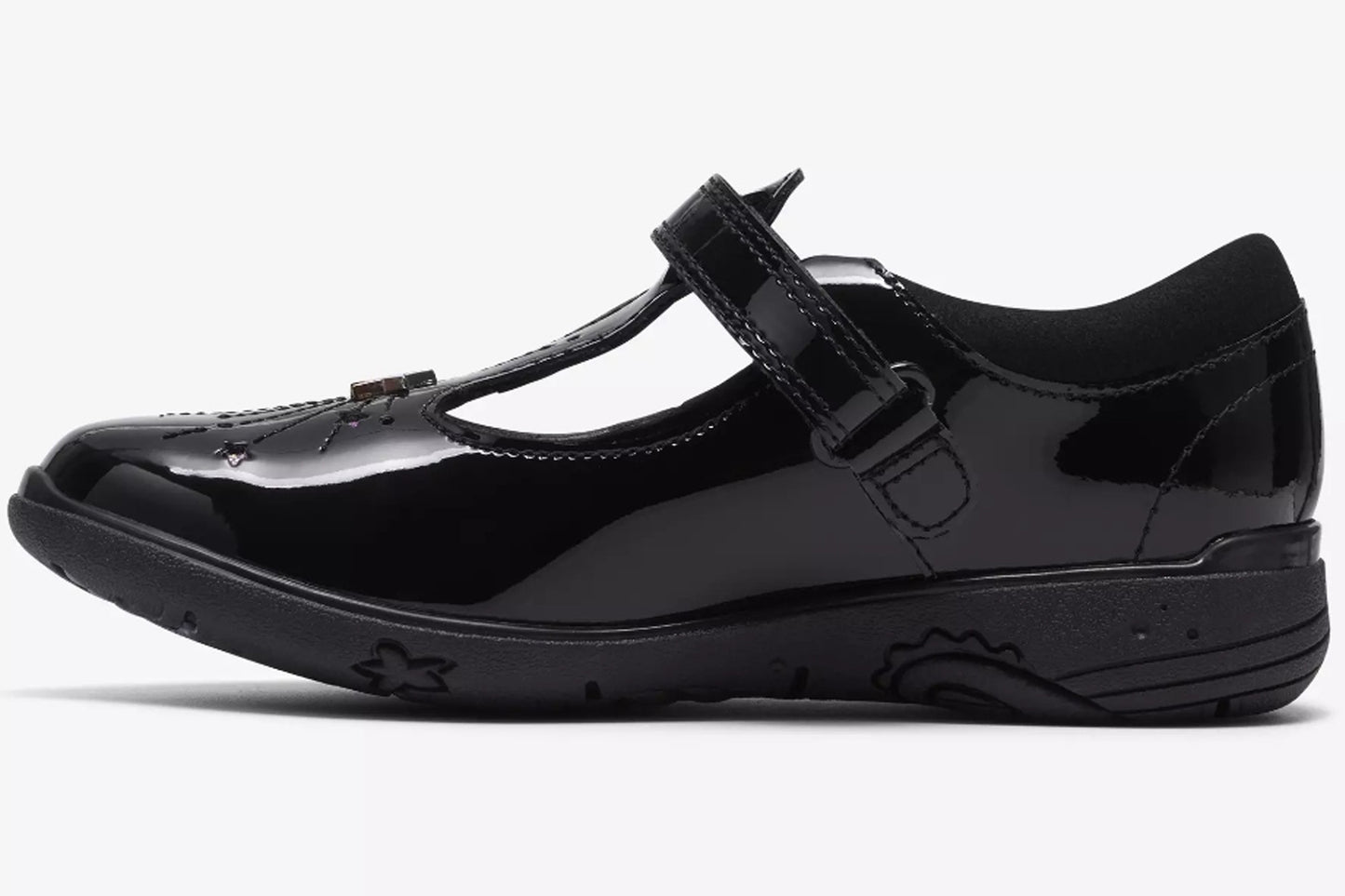 Clarks Relda Magic K. Black Patent Girls School Shoes