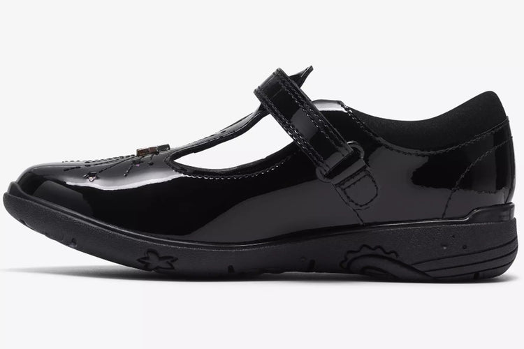 Clarks Relda Magic K. Black Patent Girls School Shoes