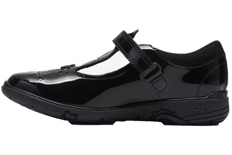 Clarks Relda Magic K. Black Patent Girls School Shoes