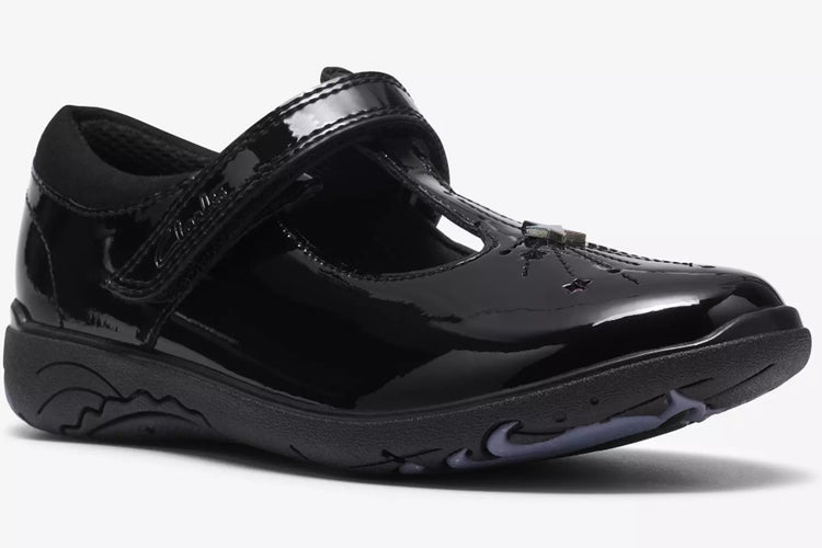 Clarks Relda Magic K. Black Patent Girls School Shoes