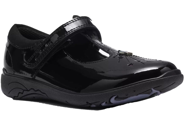 Clarks Relda Magic K. Black Patent Girls School Shoes