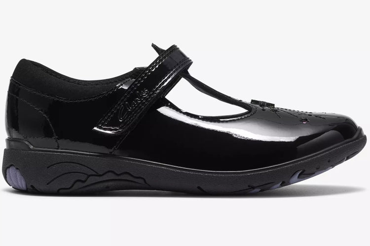 Clarks Relda Magic K. Black Patent Girls School Shoes