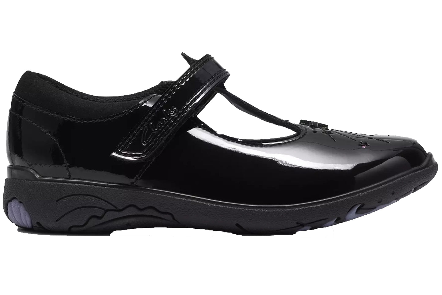 Clarks Relda Magic K. Black Patent Girls School Shoes