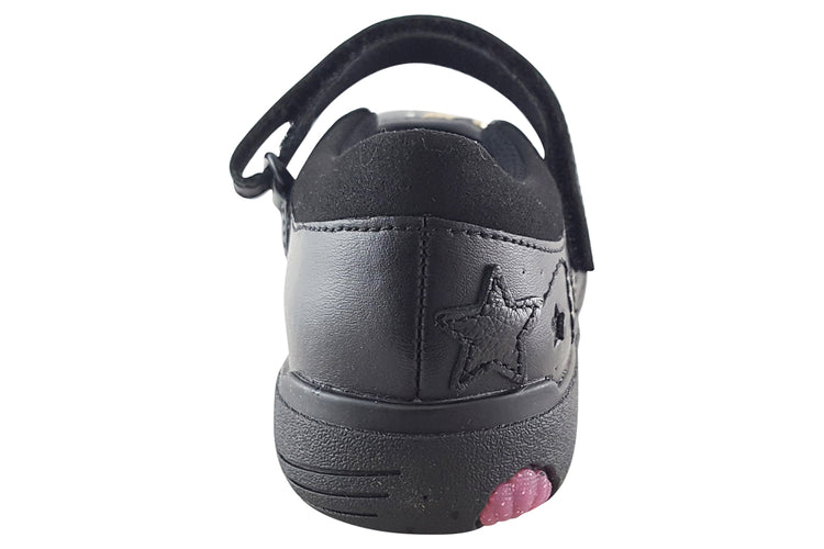 Clarks Relda Sea K. Black Leather Girls School Shoes