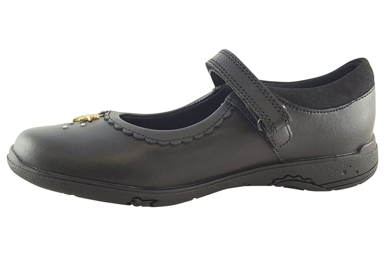 Clarks Relda Sea K. Black Leather Girls School Shoes
