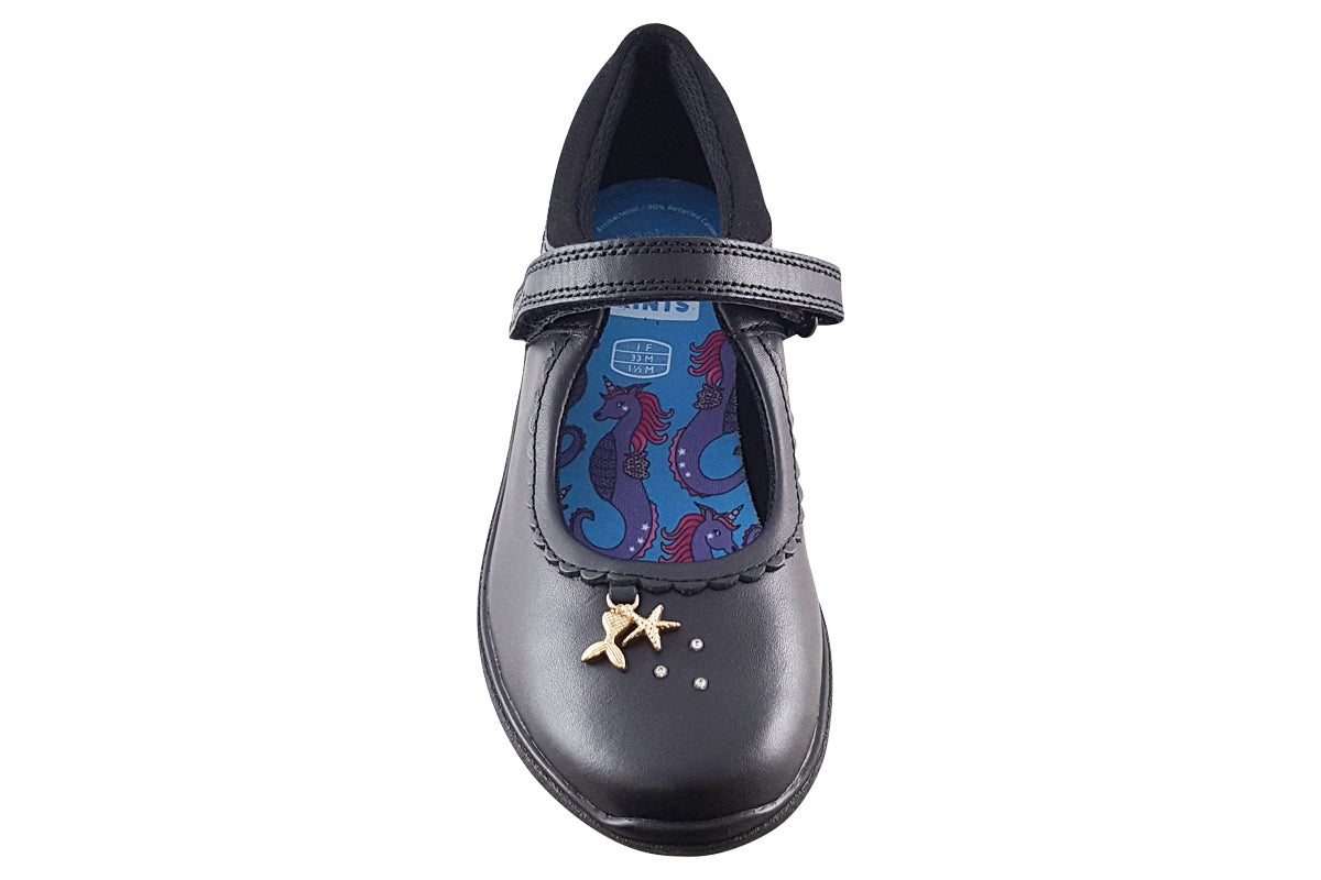 clarks relda sea k black leather girls shoes top