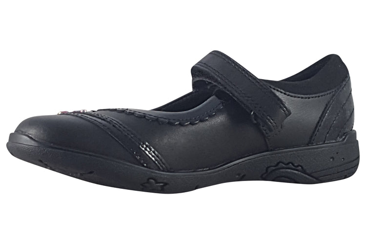 Clarks Relda Spark K. Black Leather Girls School Shoes