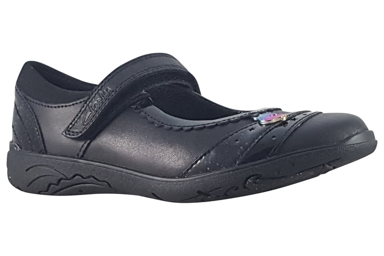 Clarks Relda Spark K. Black Leather Girls School Shoes