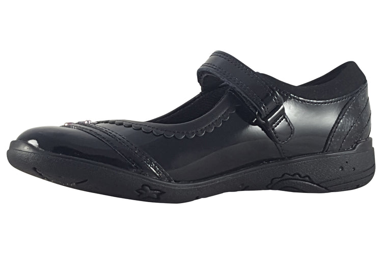 Clarks Relda Spark K. Black Patent Girls School Shoes