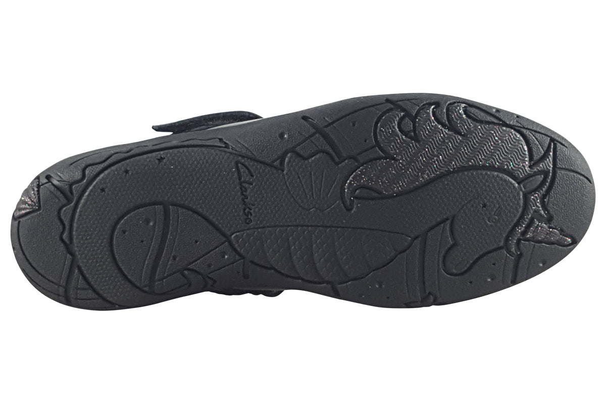 clarks relda spark k black patent girls shoes sole