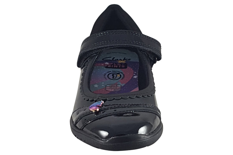 Clarks Relda Spark K. Black Patent Girls School Shoes