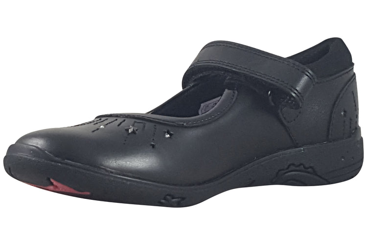 Clarks Relda Wish K. Black Leather Girls School Shoes