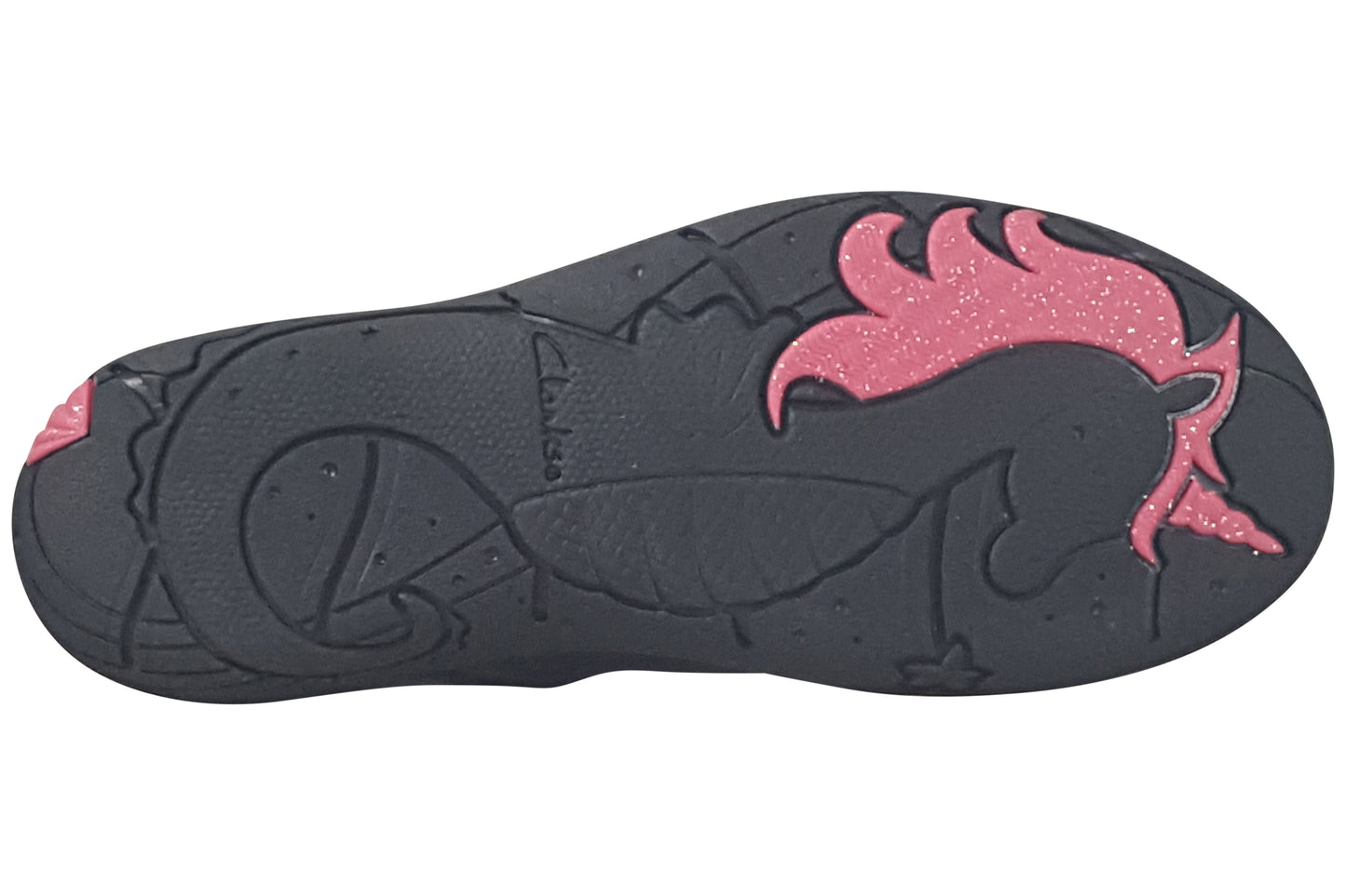 clarks relda wish k. black leather girls shoes sole