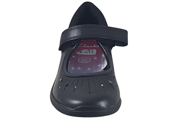 Clarks Relda Wish K. Black Leather Girls School Shoes