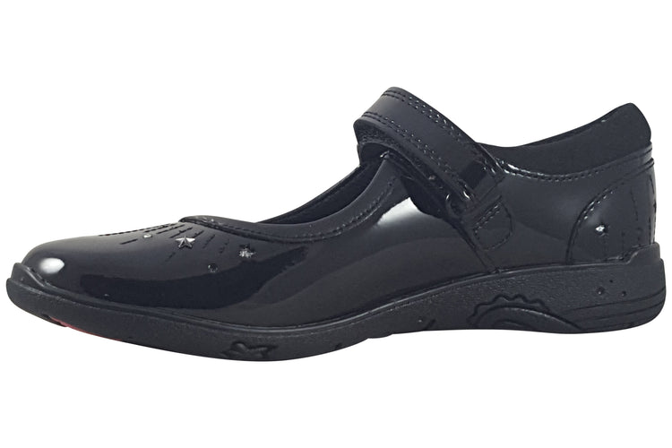 Clarks Relda Wish K. Black Pat Girls School Shoes