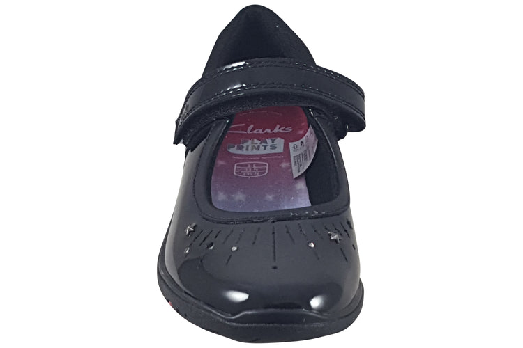 Clarks Relda Wish K. Black Pat Girls School Shoes