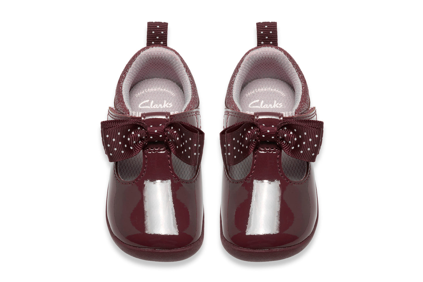 Clarks Roamer Trim T. Burgundy Pat Girls First Shoes