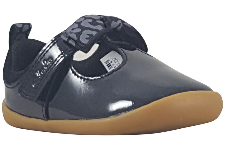 Clarks Roamer Trim T. Black Pat Girls First Shoes