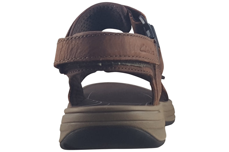 Clarks Saltway Edge Dark Brown Leather Mens Sandals