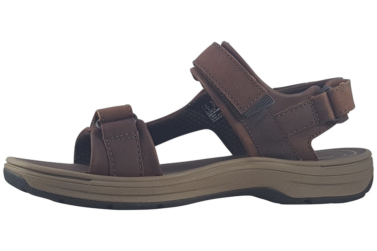 Clarks Saltway Edge Dark Brown Leather Mens Sandals