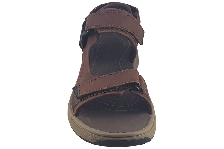 Clarks Saltway Edge Dark Brown Leather Mens Sandals