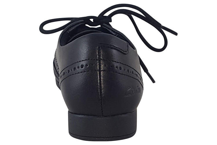 Clarks Scala Lace K Black Leather Girls School Shoes