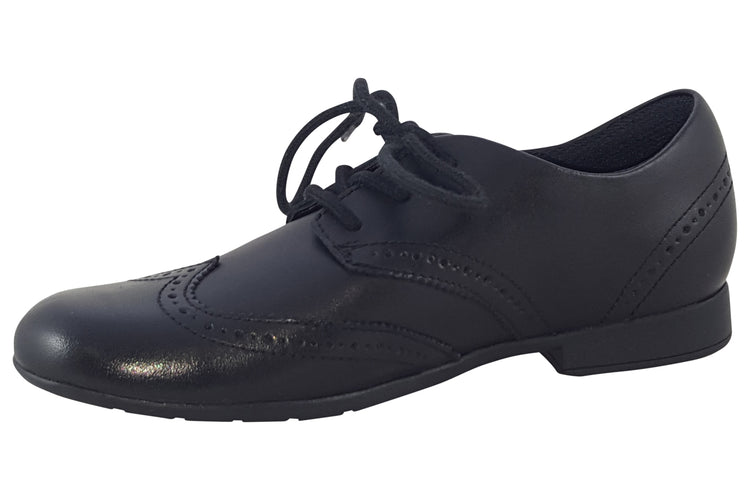 Clarks Scala Lace K Black Leather Girls School Shoes