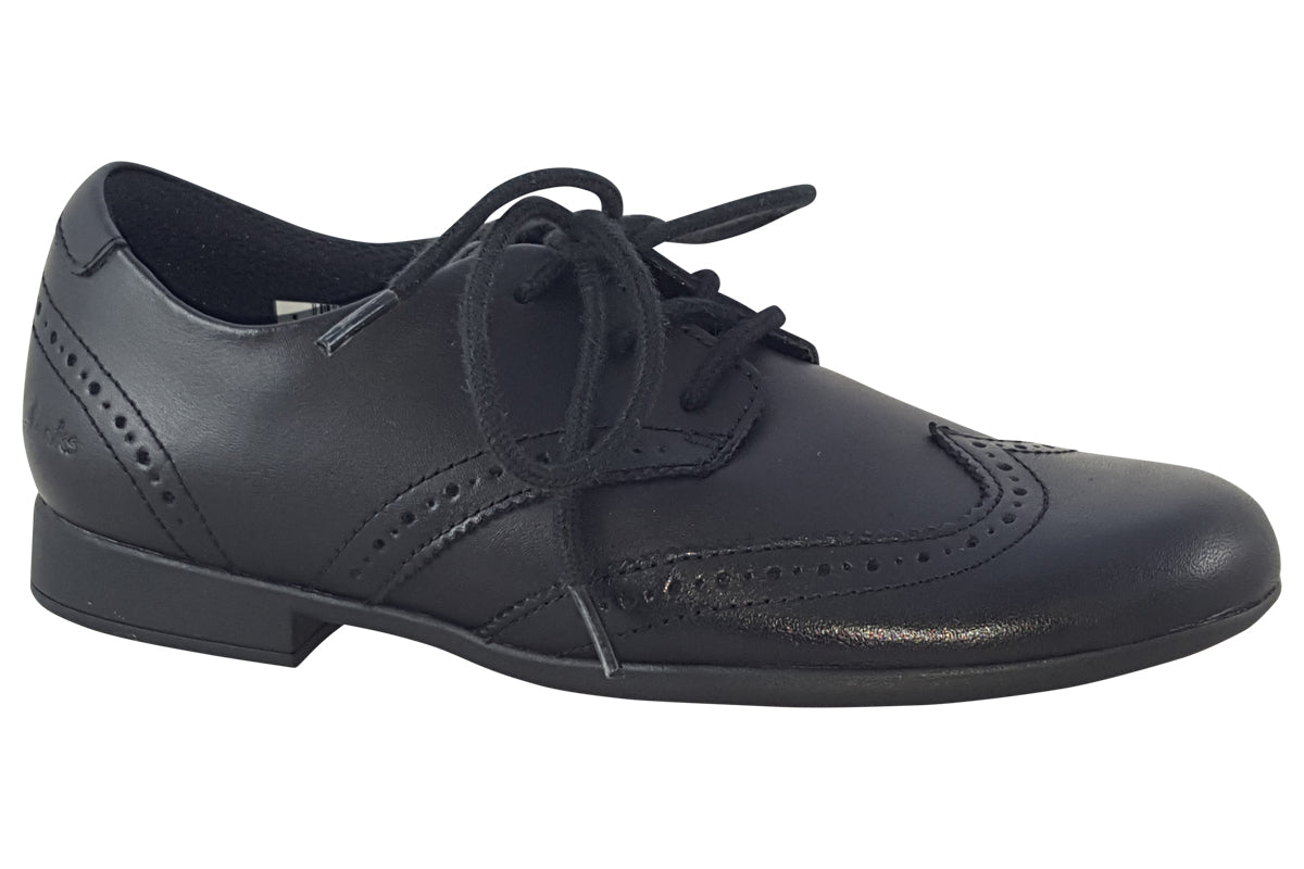clarks scala lace k black leather girls shoes right