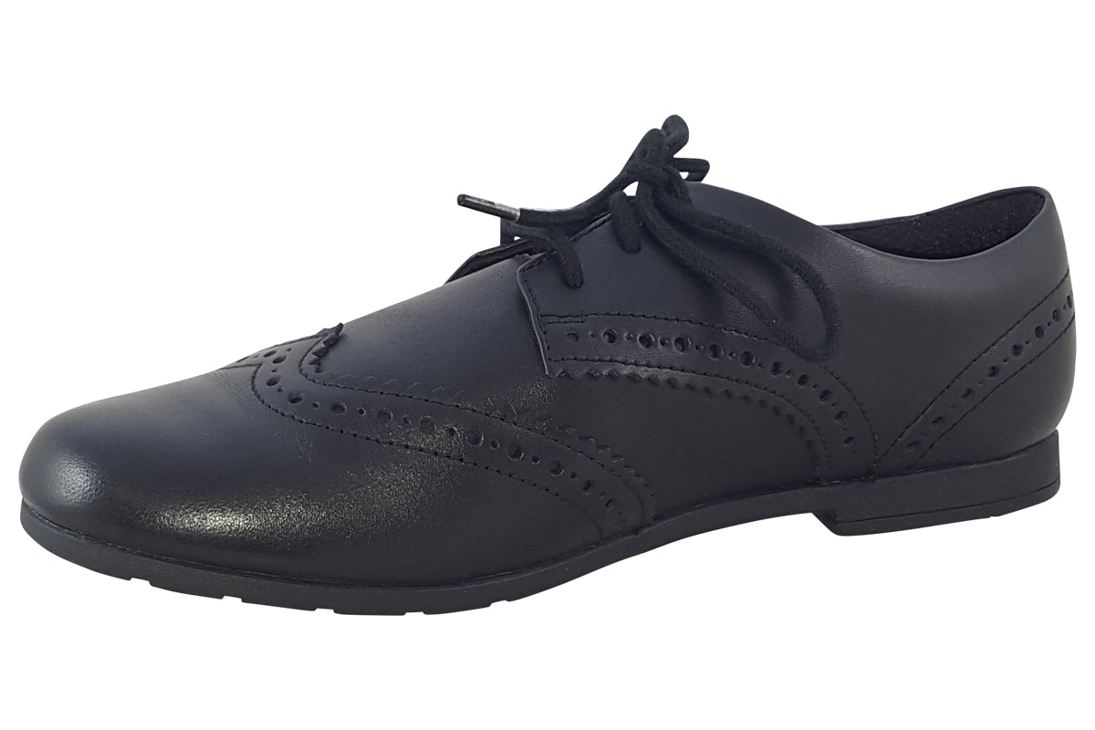 clarks scala lace y black leather girls shoes left