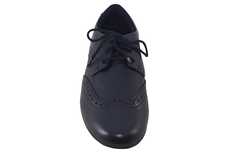 Clarks Scala Lace Y Black Leather Girls School Shoes