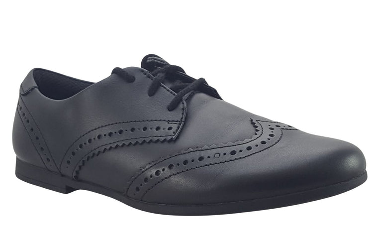 Clarks Scala Lace Y Black Leather Girls School Shoes