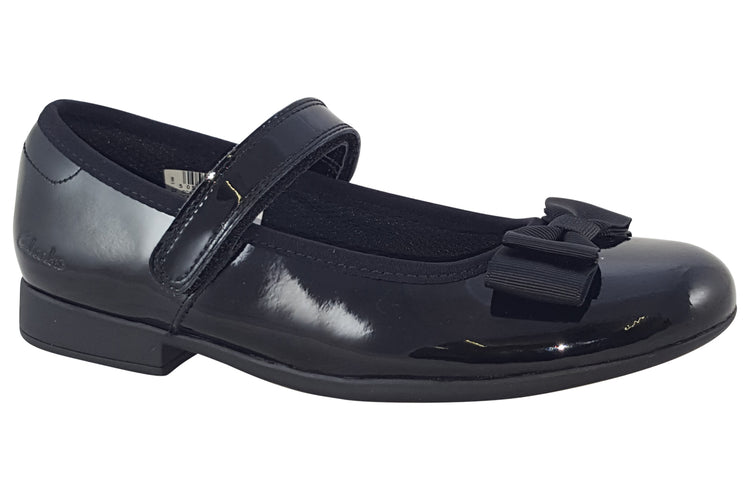 Clarks Scala Tap K Black Patent Girls School Shoes