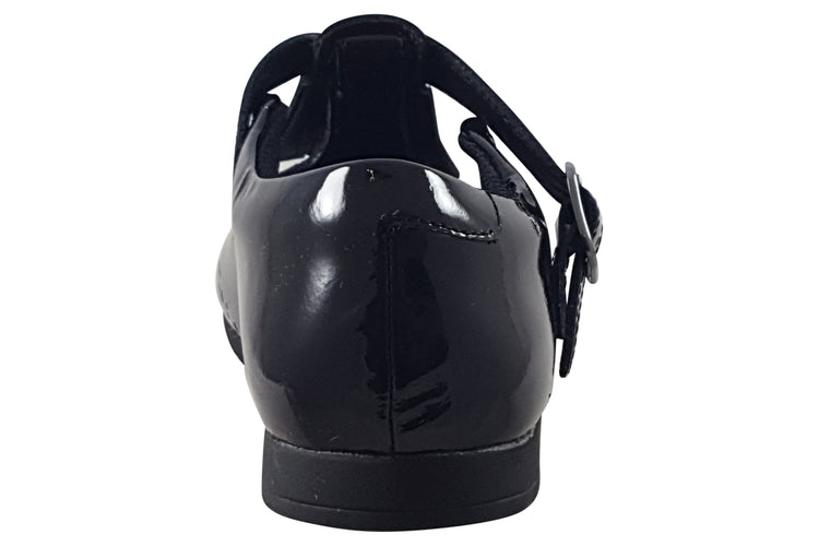 Clarks Scala Teen Y. Black Patent Girls School Shoes