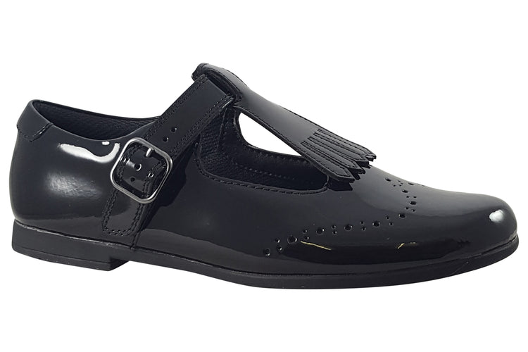 Clarks Scala Teen Y. Black Patent Girls School Shoes