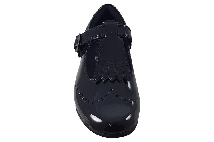 Clarks Scala Teen Y. Black Patent Girls School Shoes