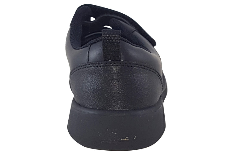 Clarks Scape Flare K Black Leather Boys School Shoes