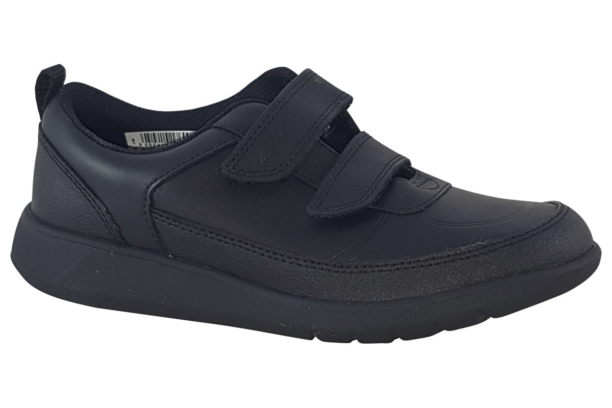 clarks scape flare k black leather boys sandals right