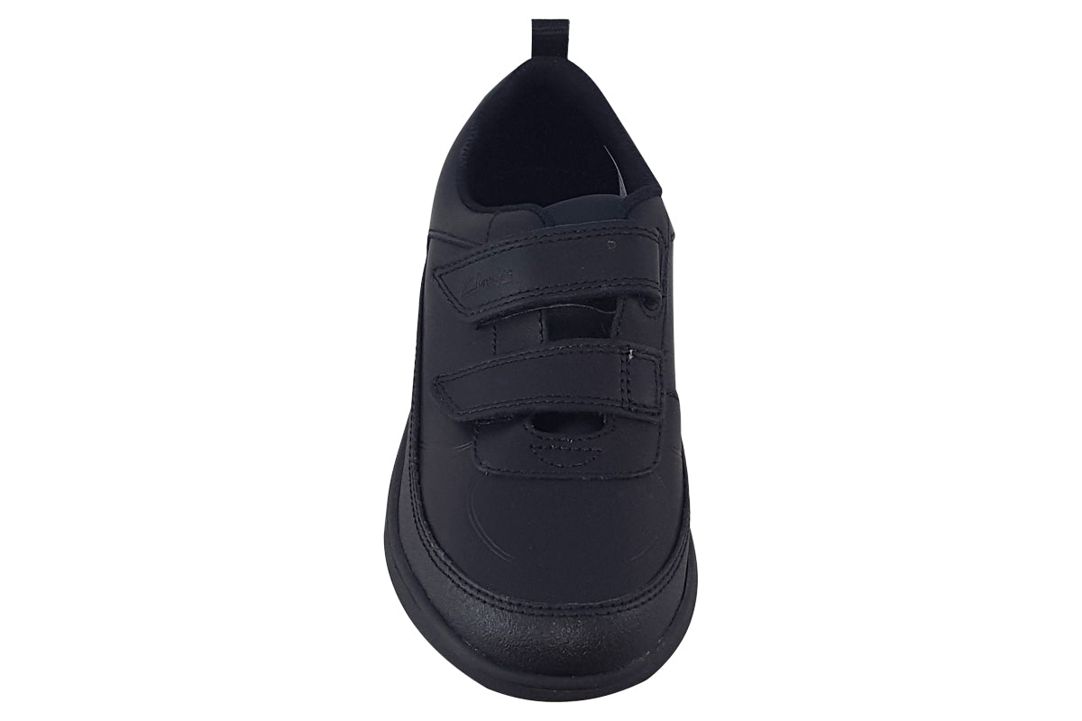 clarks scape flare k black leather boys sandals top