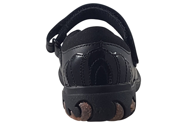 Clarks Sea Shimmer K Black Leather Girls School Shoes