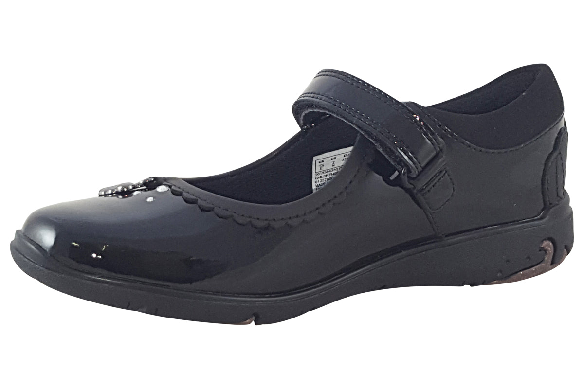 clarks-sea-shimmer-k-black-pat-girls-shoes-left