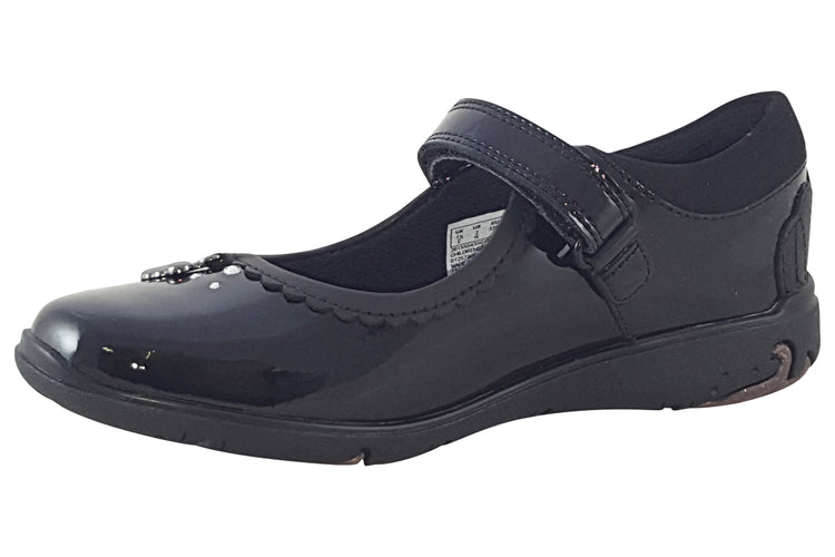 Clarks Sea Shimmer K Black Patent Girls School Shoes