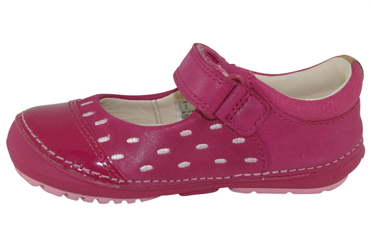 Clarks Softly Lou Fst Pink Leather Girls First Shoes