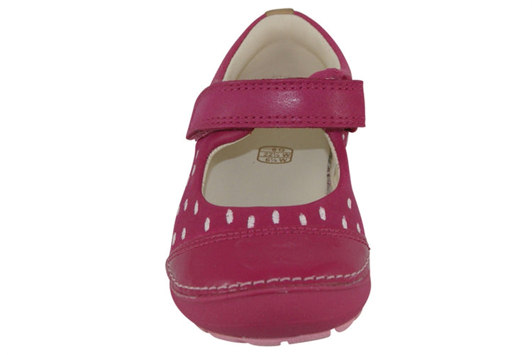 Clarks Softly Lou Fst Pink Leather Girls First Shoes