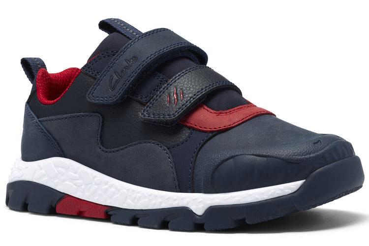 Clarks Steggy2Track K Navy/Red Boys Shoes