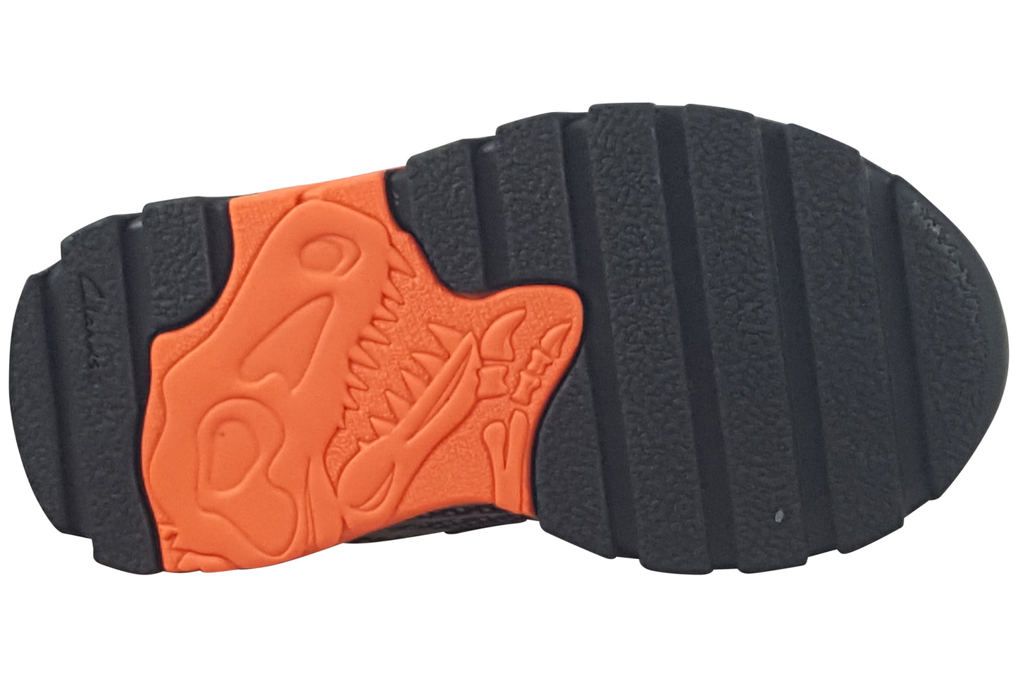 clarks steggy2 fly k black orange boys trainers sole