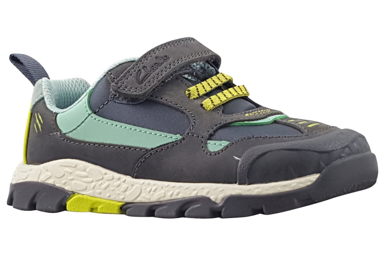 Clarks Steggy2 Park K Grey/Green Boys Shoes