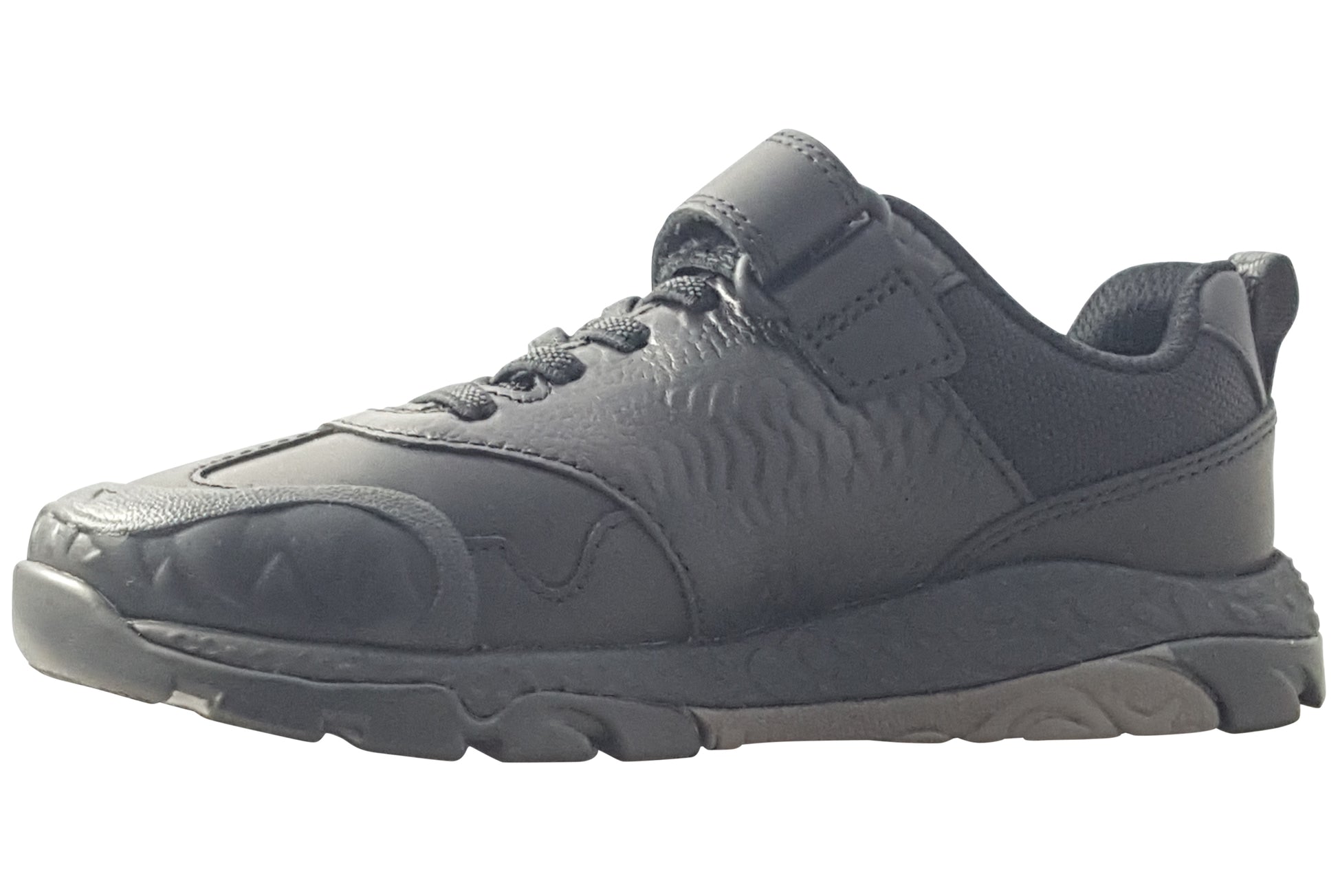 clarks-steggy2soar-k-boys-trainers-black-leather-left