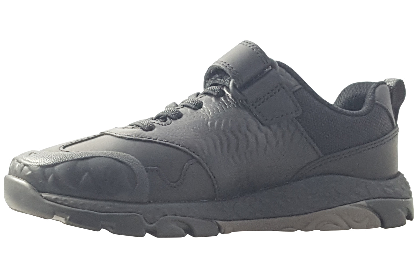 Clarks Steggy2Soar K Black Leather F Boys School Shoes